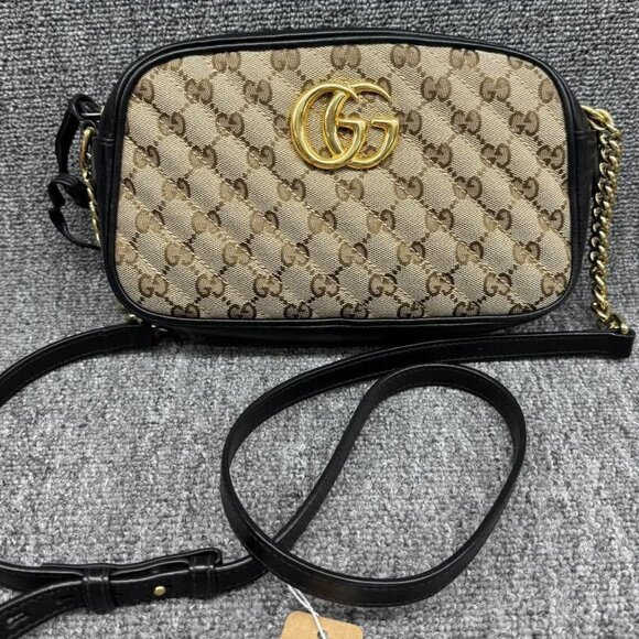 GUCCI GG Marmont Brown&Black Leather Shoulder Bag 675-071825 - Picture 2 of 15